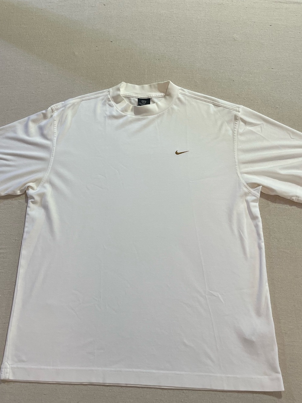 Vintage Nike Golf Mock Neck Short Sleeve Shirt, White, Pristine, Sz L